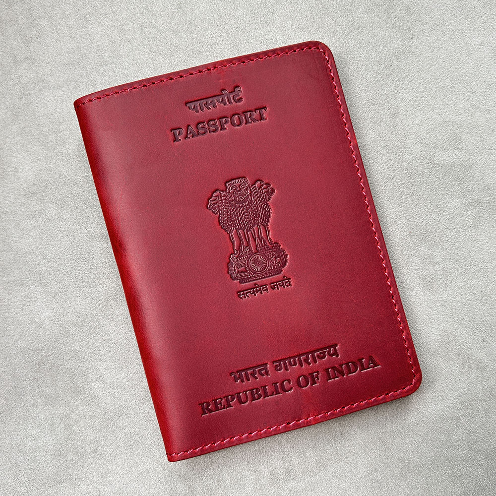 Travel Accessories India - 정품 가죽 맞춤형 여권 커버, 인도
