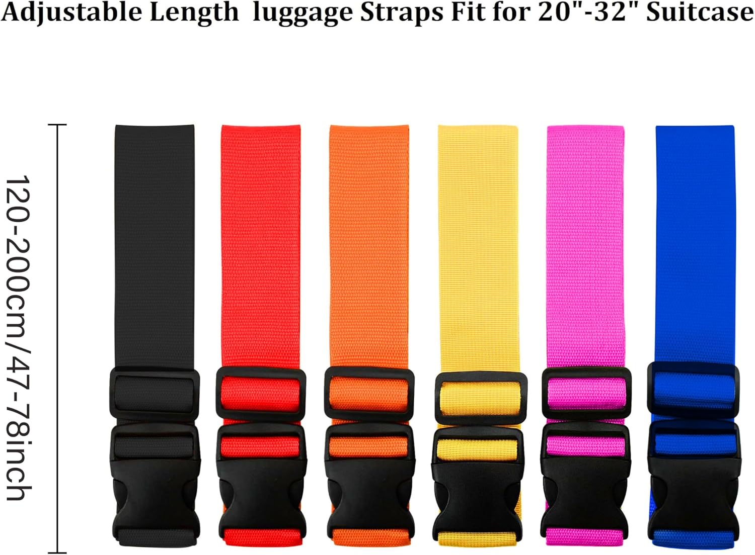 Luggage Strap Belt - 밝은 색상 조절 가능한 수하물 스트랩