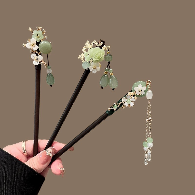Travel Hair Accessories - 앤티크 나무 머리핀 여성용 우아한 헤어