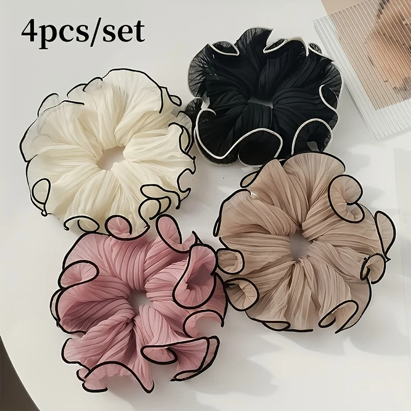 Travel Accessories Gear - 4개/세트 우아한 프린지 패브릭 스크런치 -