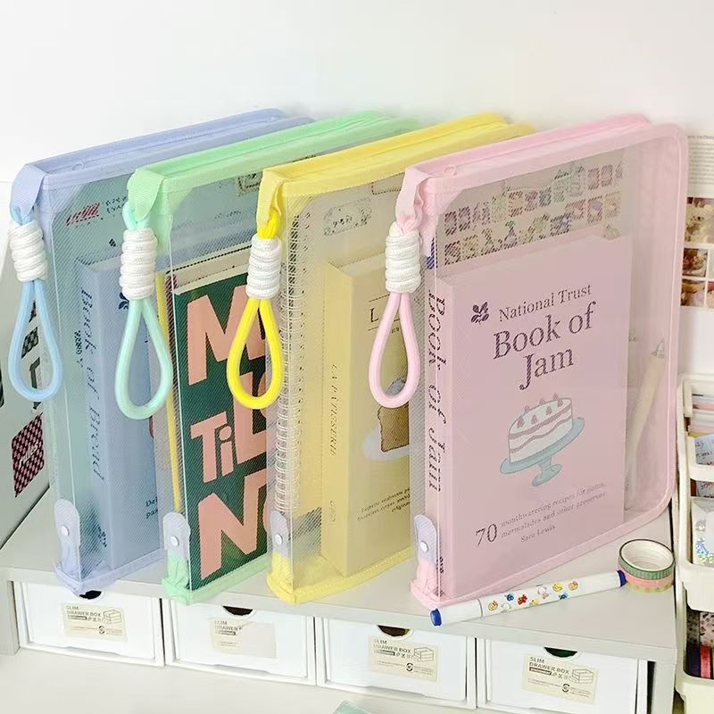 Document Organizer Folder - 문서 가방 투명 손잡이 지퍼가 달린