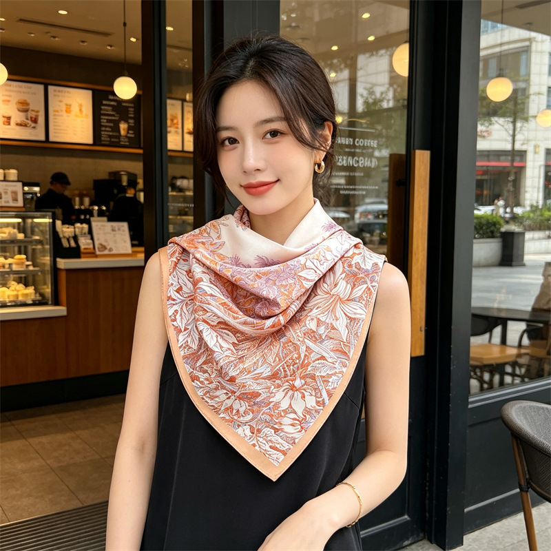 Travel Hair Accessories - 부드러운 실크 스카프 여성 스퀘어 반다나