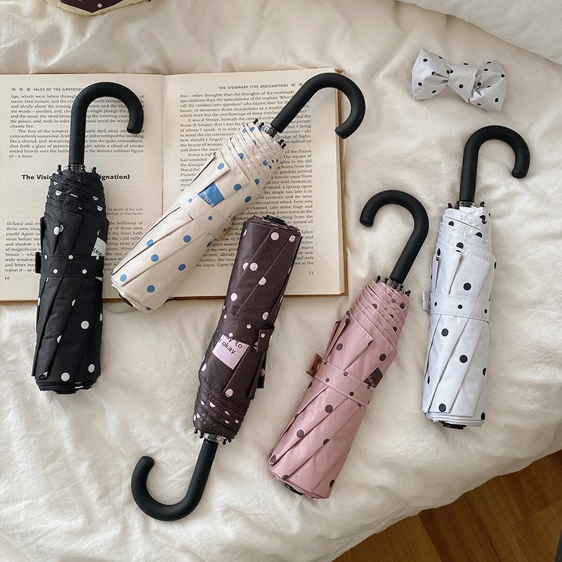 Travel Umbrella Compact - 폴카 도트 접이식 우산 UV 차단