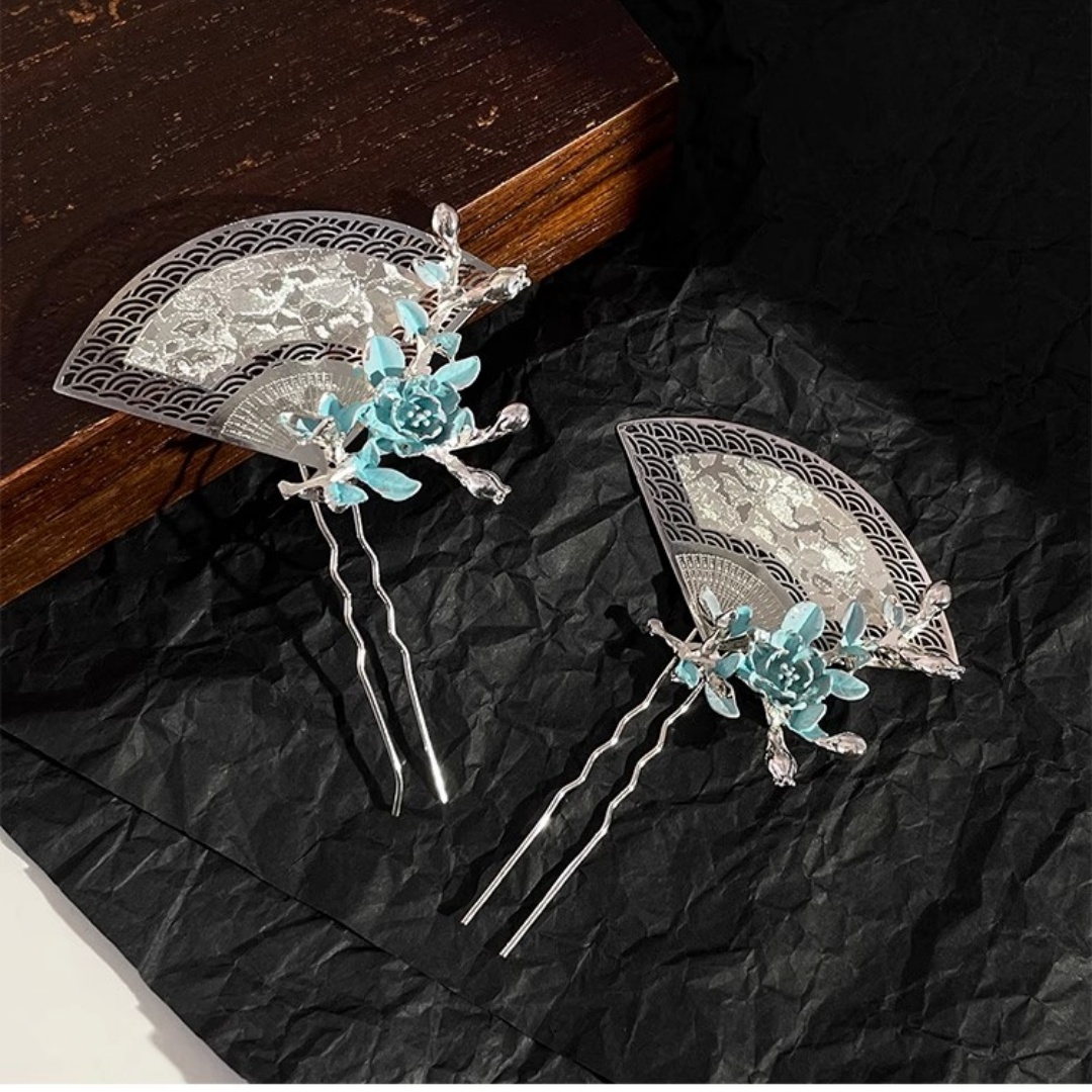 Travel Hair Accessories - 새로운 중국식 부채 모양 머리핀, 정교하고