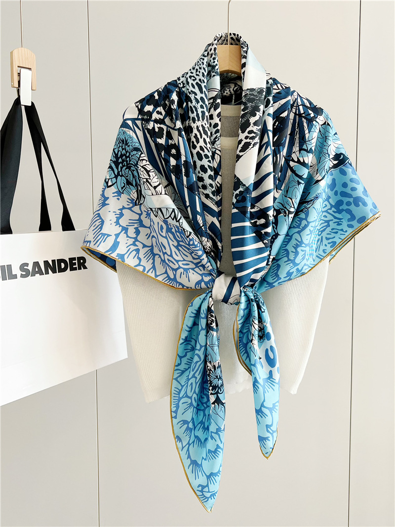 사자 프린트 실크 스카프 럭셔리 디자이너 손으로 감은  - Travel Hair Accessories 리뷰 및 가격