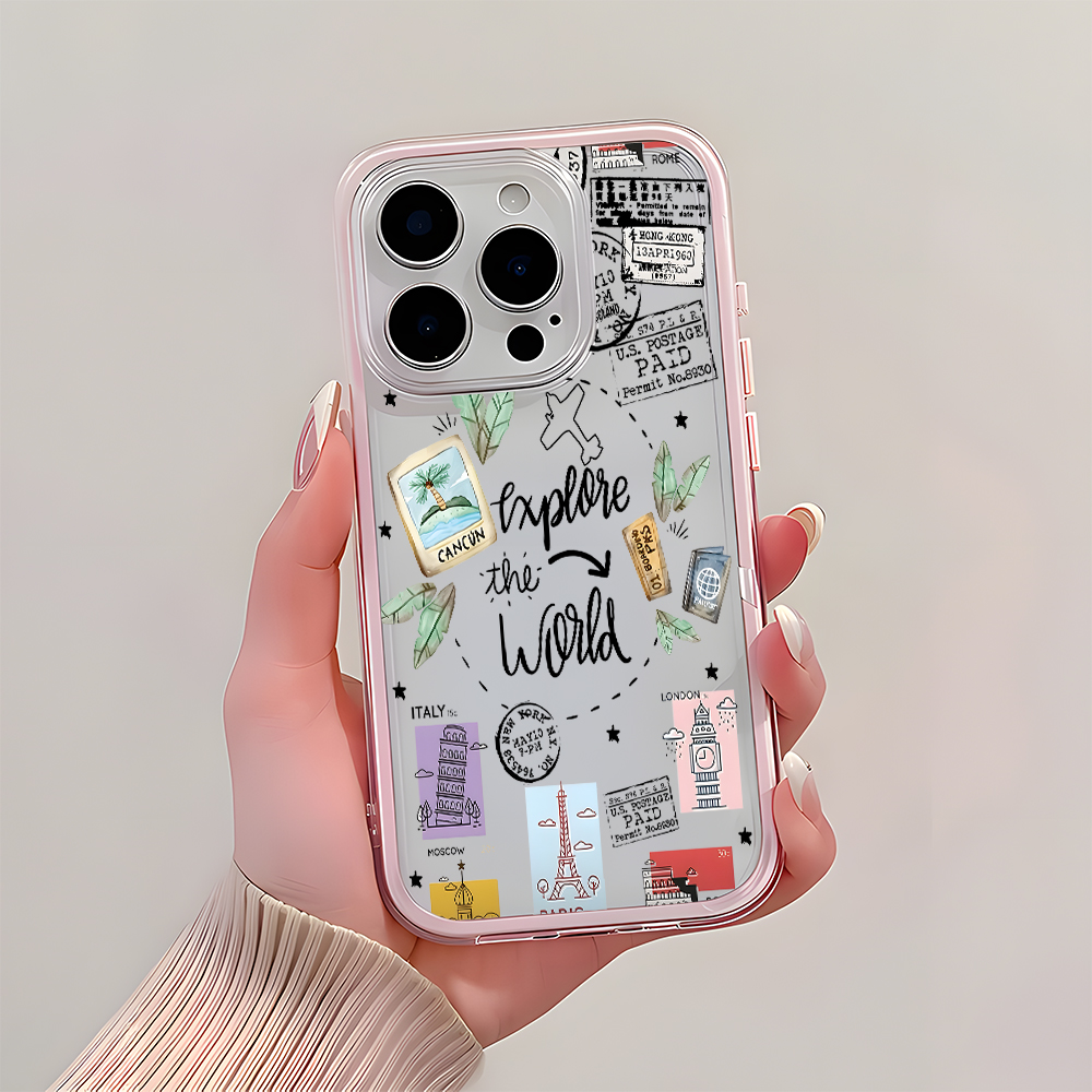 여행 스티커 콜라주 투명 폰 케이스 아이폰 17 16  - Travel Accessories Iphone 리뷰 및 가격