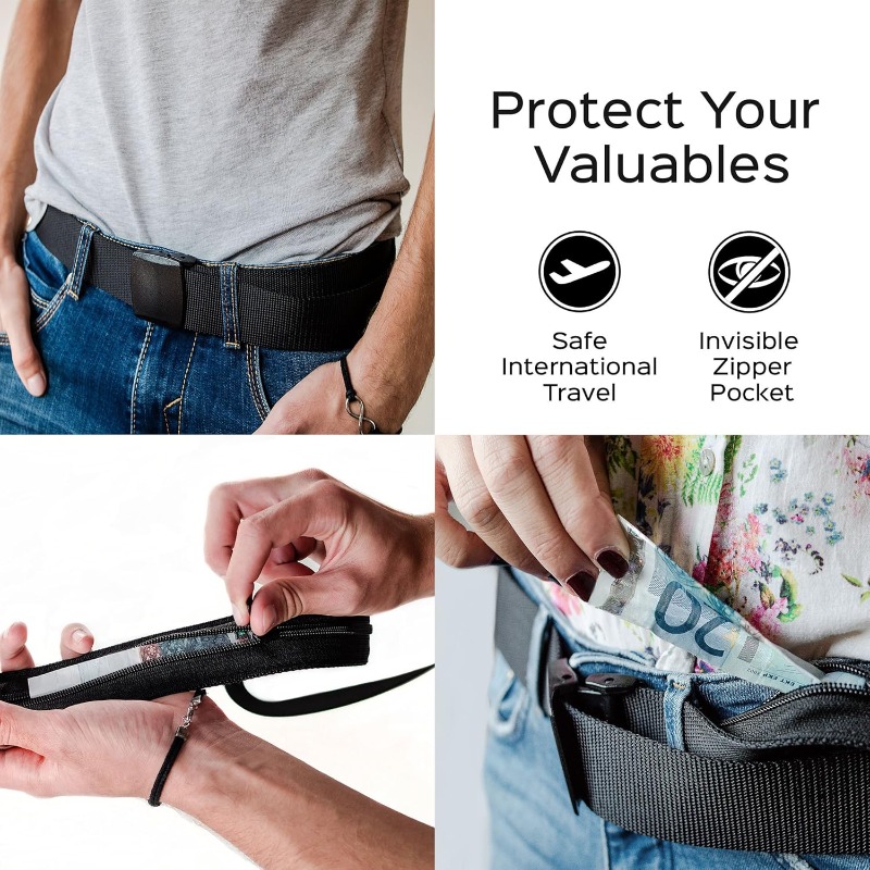 숨겨진 포켓이 있는 여행용 보안 벨트, 조절 가능한 현 - Travel Wallet Slim 리뷰 및 가격