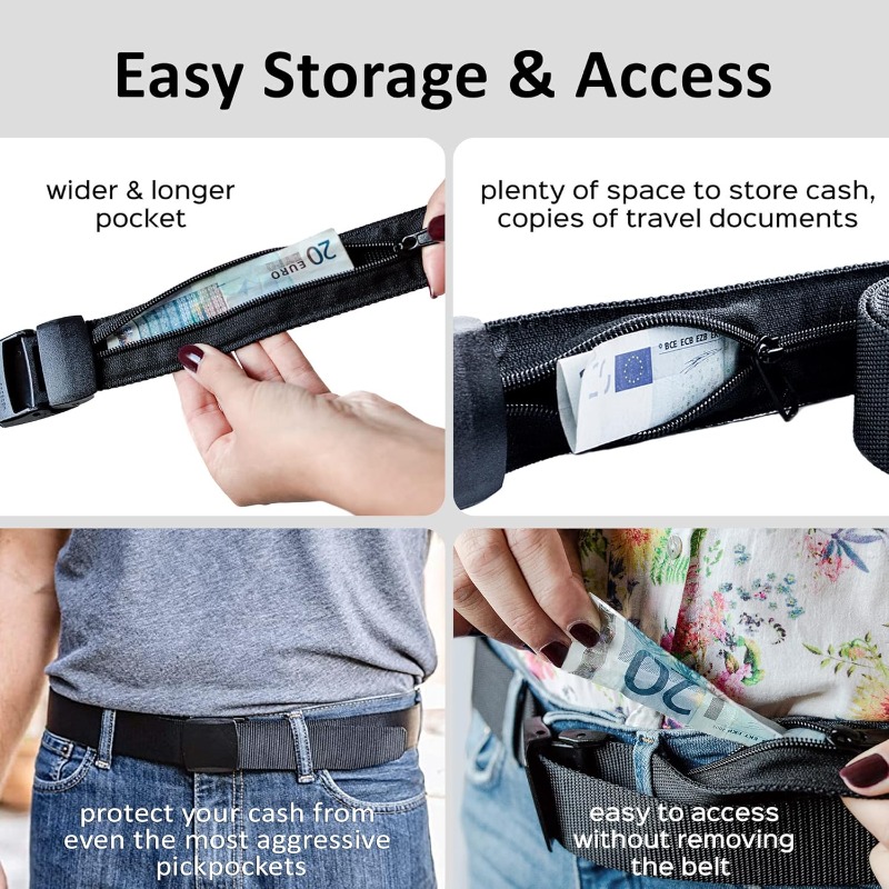 숨겨진 포켓이 있는 여행용 보안 벨트, 조절 가능한 현 - Travel Wallet Slim 리뷰 및 가격