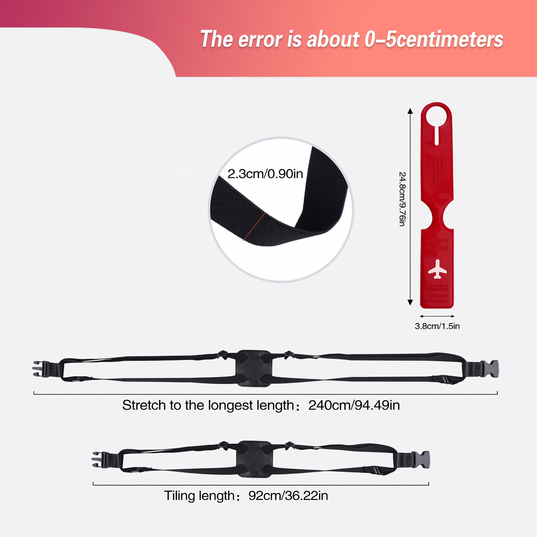 2피스 수하물 스트랩 세트 + 수하물 태그, 5가지 색 - Travel Accessories Gear 리뷰 및 가격