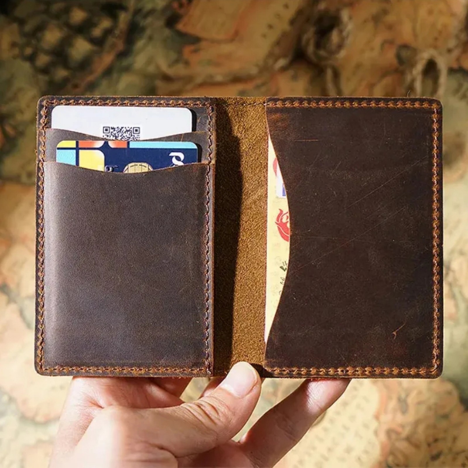 여성 남성을위한 정품 가죽 포켓 슬림 카드 홀더, 비즈 - Travel Wallet Slim 리뷰 및 가격