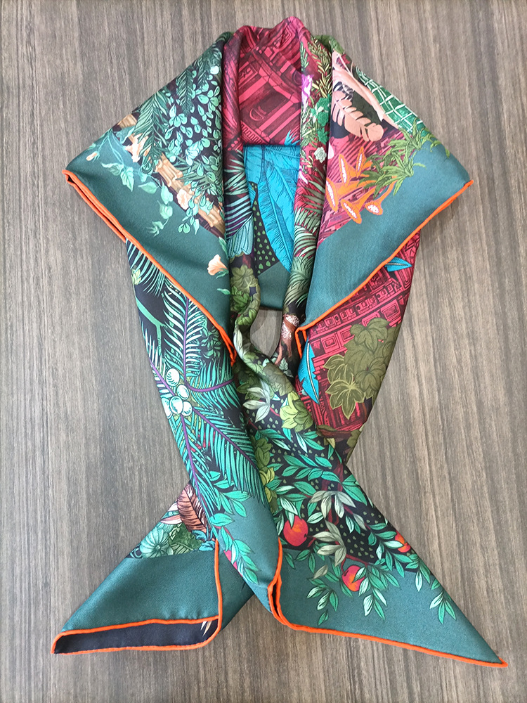 실크 스카프 90CM 여성용 핸드롤드 스퀘어 반다나 헤 - Travel Hair Accessories 리뷰 및 가격