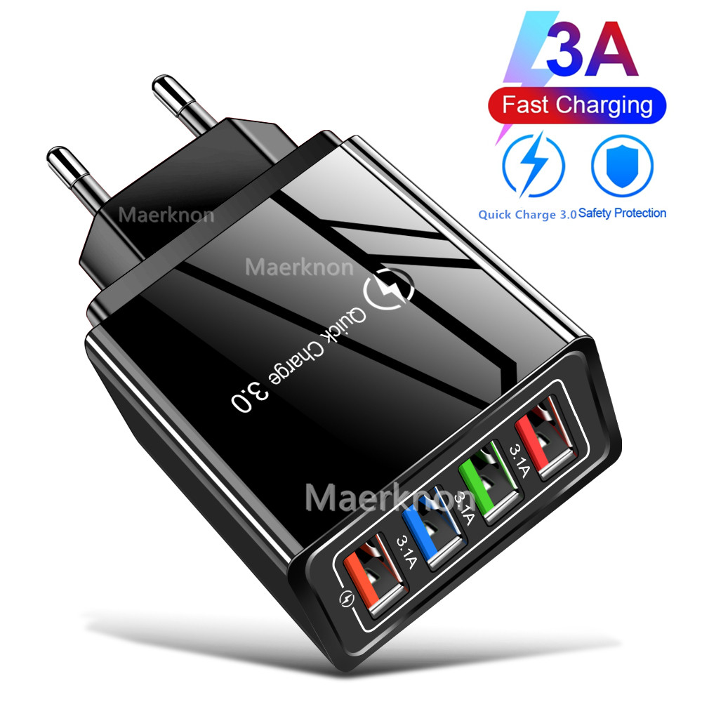 4개의 USB 고속 충전 헤드 EU/US 표준 어댑터  - Travel Accessories Iphone 리뷰 및 가격