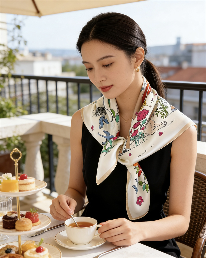 말 실크 스카프 여성 봄 여름 넥 숄 스퀘어 헤드 반다 - Travel Hair Accessories 리뷰 및 가격