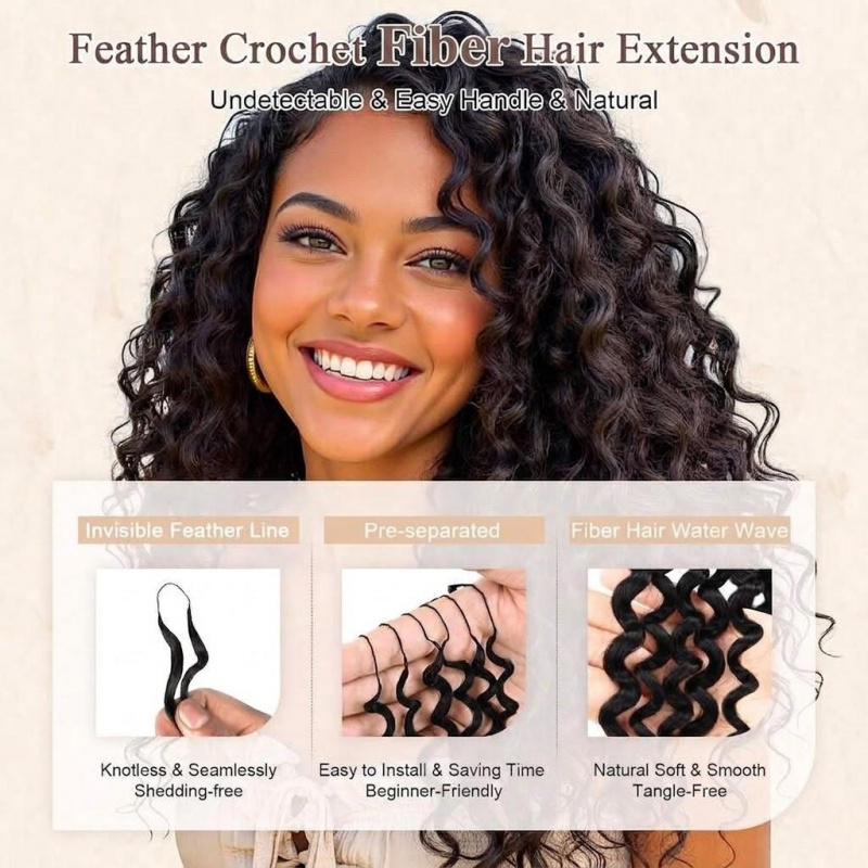 워터 웨이브 합성 깃털 크로셰 16인치 50가닥 인비저 - Travel Hair Accessories 리뷰 및 가격