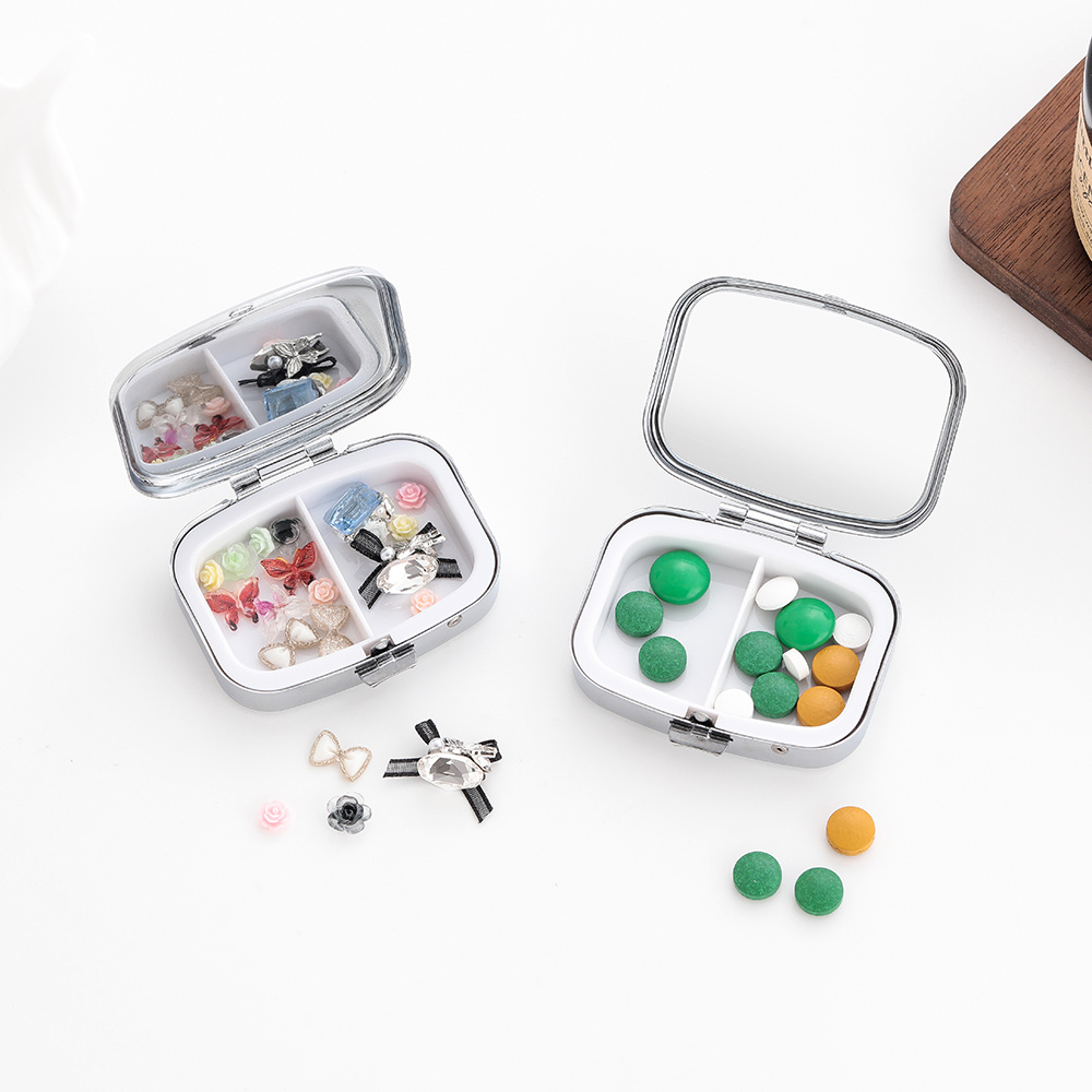휴대용 이중 수납 금속 알약통, 미니 알약 및 비타민  - Accessories Travel Jewelry Box 리뷰 및 가격
